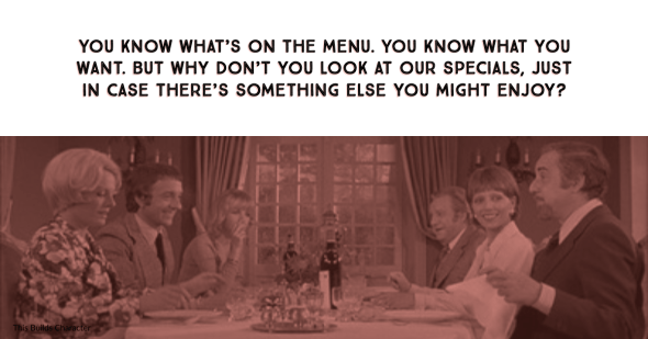 Picture from The Discreet Charm of the Bourgeoisie with quote from the blog post