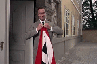 Captain Von Trapp rips a Nazi flag in half, because Nazis should fuck right off.