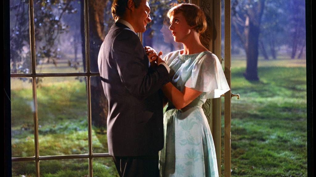 Julie Andrews and Christopher Plummer stare into each other's eyes in a gazebo during "Something Good."